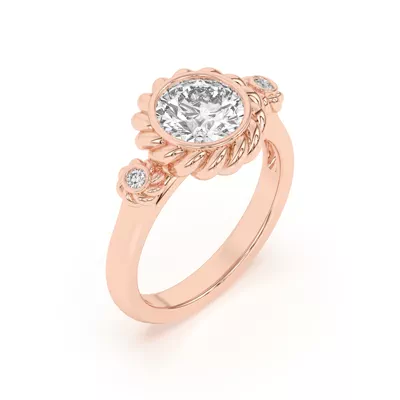 Bijou Rope Halo Engagement Ring