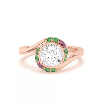 Verdant Rose Swirl Engagement Ring