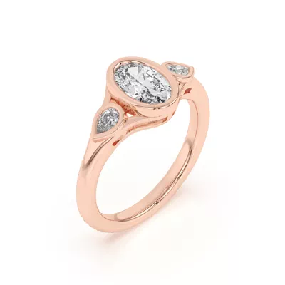 Lani Pear Bezel Three-Stone Engagement Ring