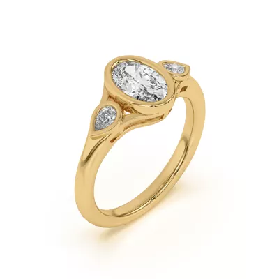 Lani Pear Bezel Three-Stone Engagement Ring