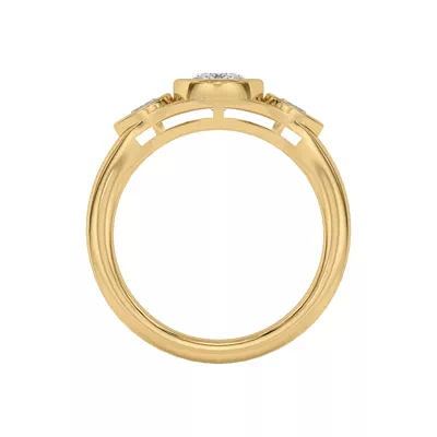 Lani Pear Bezel Three-Stone Engagement Ring