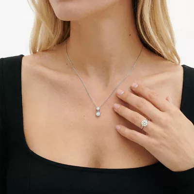 Duo Round Lab Diamond Bezel Pendant