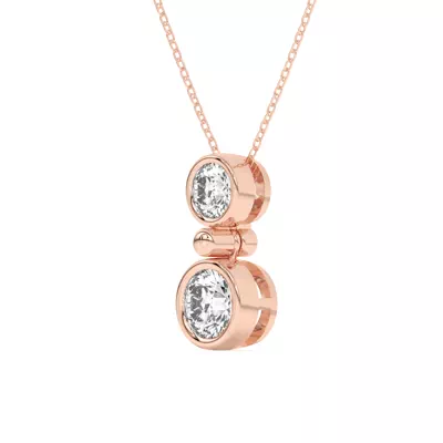 Duo Round Diamond Bezel Pendant