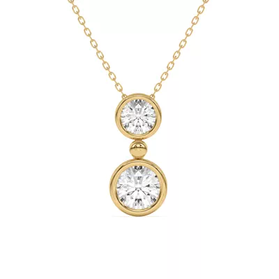 Duo Round Diamond Bezel Pendant