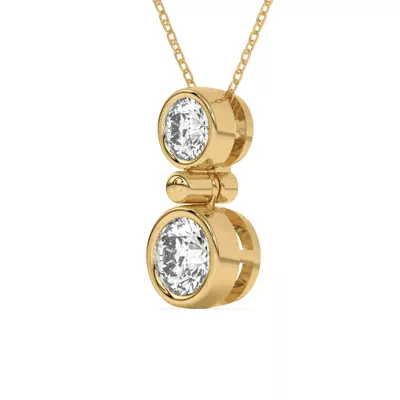 Duo Round Diamond Bezel Pendant