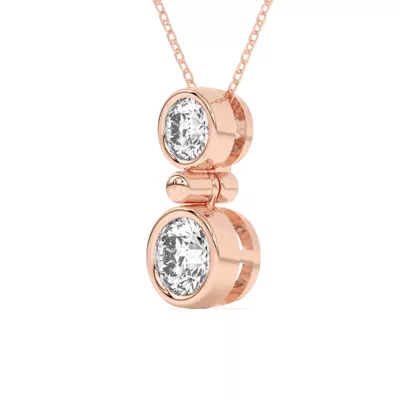 Duo Round Diamond Bezel Pendant