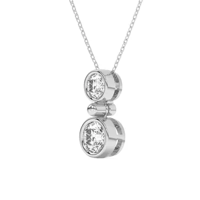 Duo Round Diamond Bezel Pendant