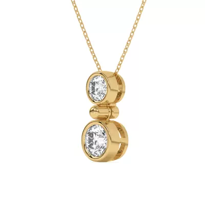 Duo Round Diamond Bezel Pendant