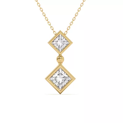 Duo Princess Lab Diamond Bezel Pendant