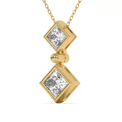 Duo Princess Lab Diamond Bezel Pendant