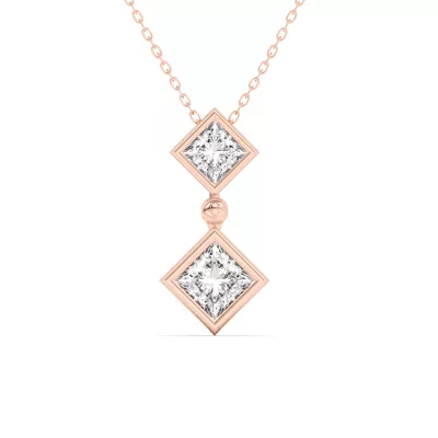 Duo Princess Lab Diamond Bezel Pendant