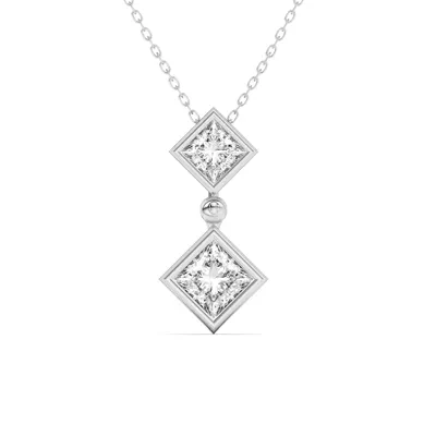 Duo Princess Lab Diamond Bezel Pendant