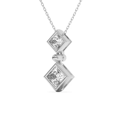 Duo Princess Lab Diamond Bezel Pendant