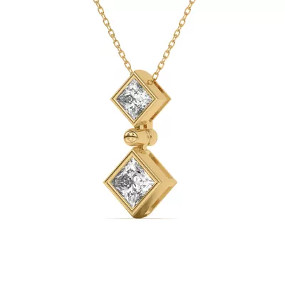Duo Princess Lab Diamond Bezel Pendant