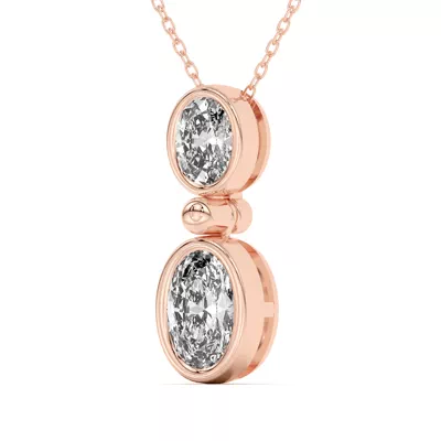 Duo Oval Lab Diamond Bezel Pendant