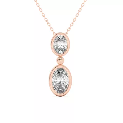 Duo Oval Lab Diamond Bezel Pendant