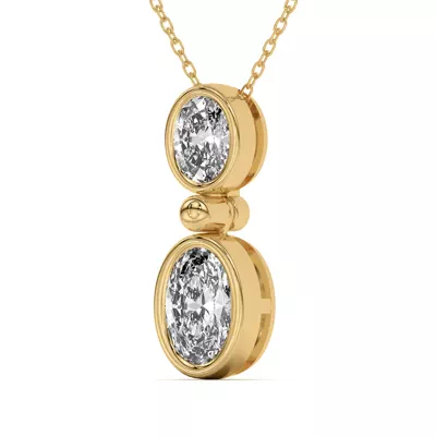 Duo Oval Diamond Bezel Pendant