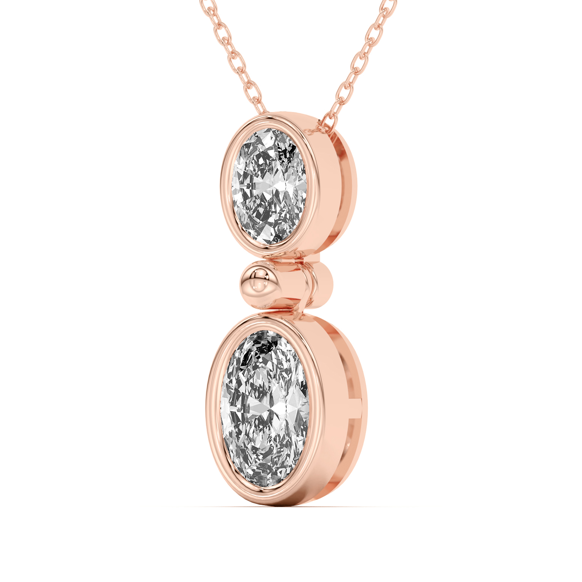 Duo Oval Diamond Bezel Pendant