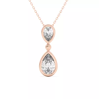 Duo Pear-Shaped Diamond Bezel Pendant