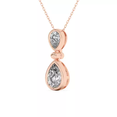 Duo Pear-Shaped Diamond Bezel Pendant