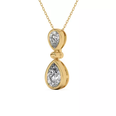 Duo Pear-Shaped Diamond Bezel Pendant