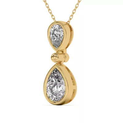 Duo Pear-Shaped Diamond Bezel Pendant