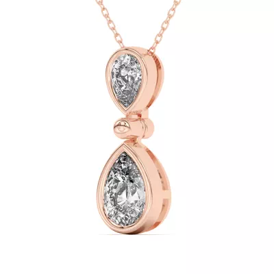 Duo Pear-Shaped Diamond Bezel Pendant