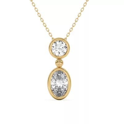 Duo Mixed-Shaped Lab Diamond Bezel Pendant