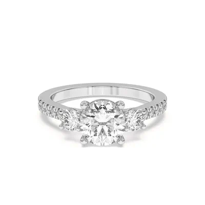 Tria Pavé Round Lab Accent Three-Stone Ring