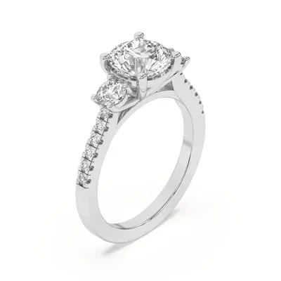 Tria Pavé Round Lab Accent Three-Stone Ring