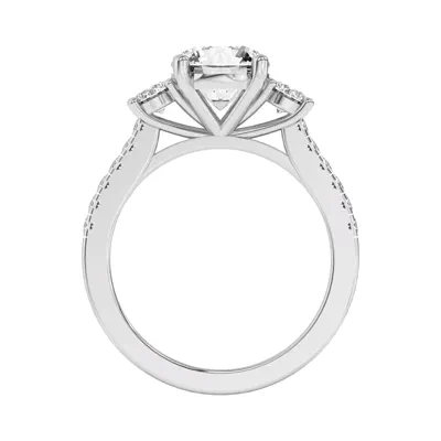 Tria Pavé Round Lab Accent Three-Stone Ring
