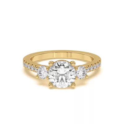 Tria Pavé Round Lab Accent Three-Stone Ring