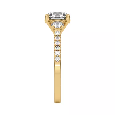 Tria Pavé Round Lab Accent Three-Stone Ring