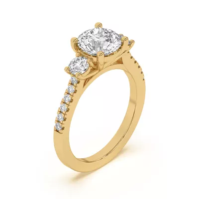 Tria Pavé Round Lab Accent Three-Stone Ring