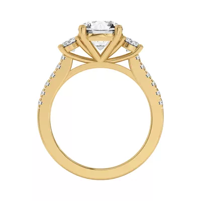 Tria Pavé Round Lab Accent Three-Stone Ring