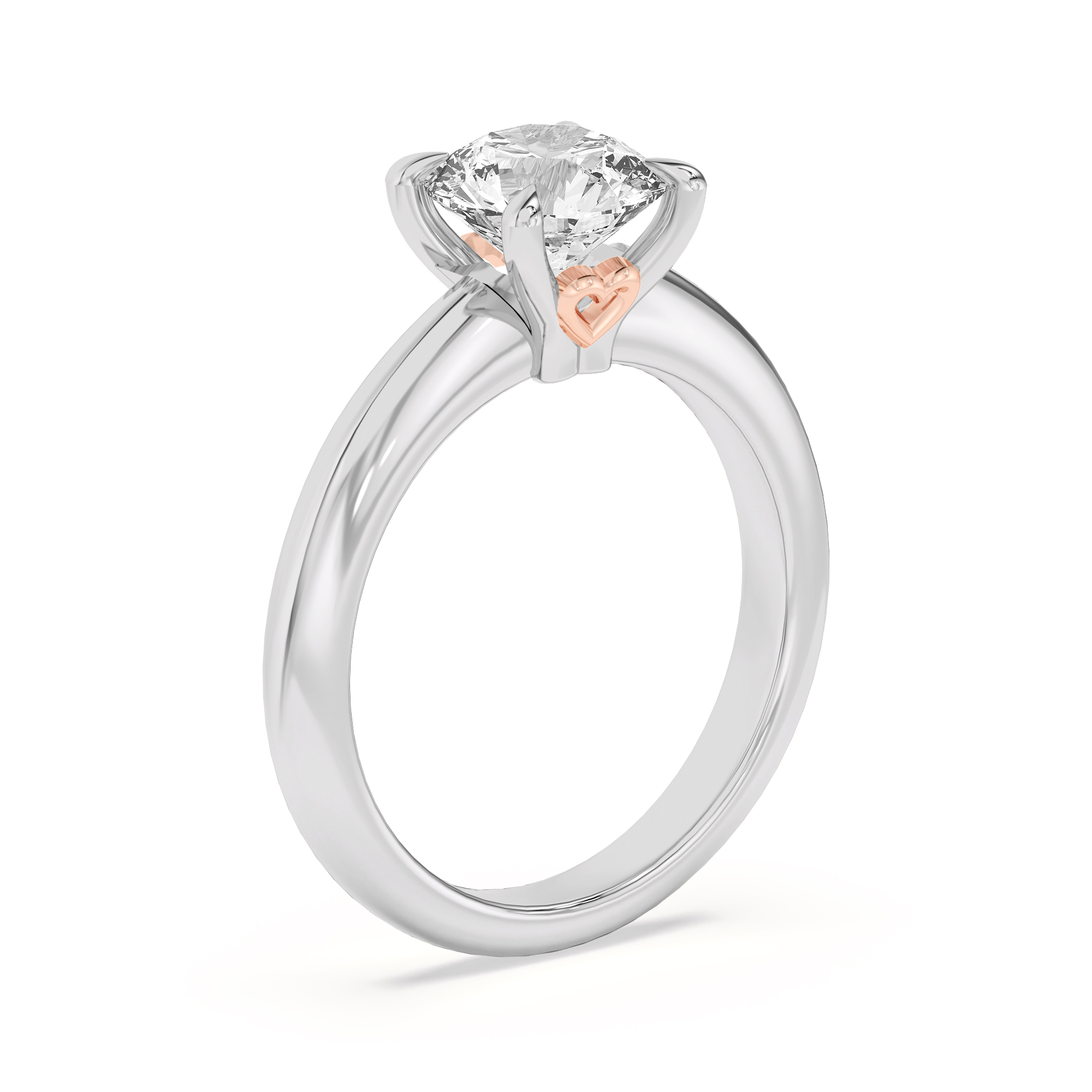 Golden Rose Heart Engagement Ring