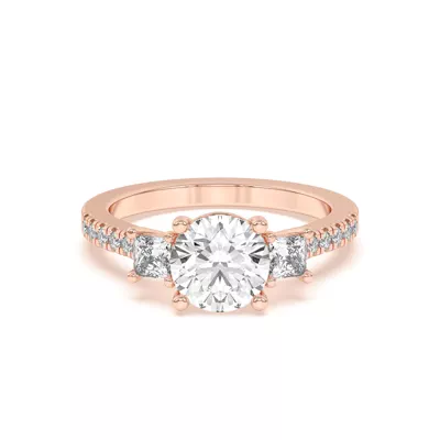 Tria Pavé Princess Lab Accent Three-Stone Ring