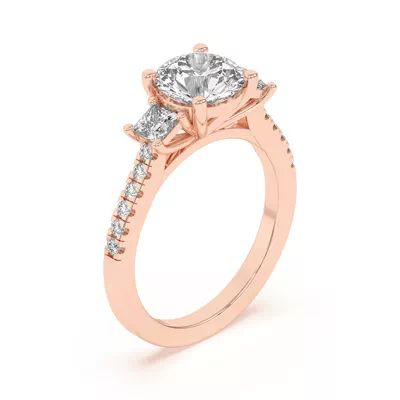 Tria Pavé Princess Lab Accent Three-Stone Ring