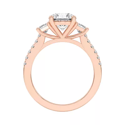 Tria Pavé Princess Lab Accent Three-Stone Ring