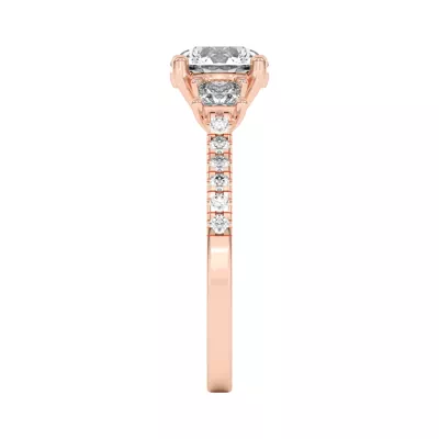 Tria Pavé Princess Lab Accent Three-Stone Ring