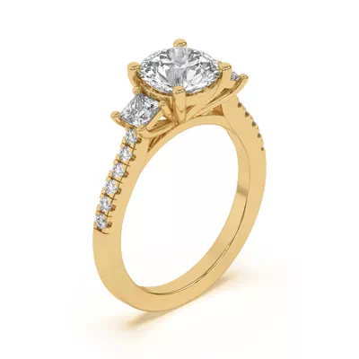 Tria Pavé Princess Lab Accent Three-Stone Ring