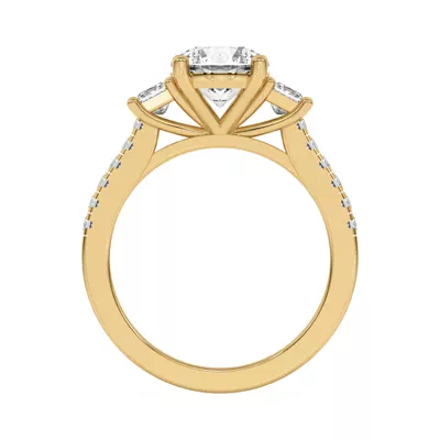 Tria Pavé Princess Lab Accent Three-Stone Ring
