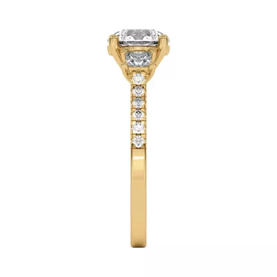 Tria Pavé Princess Lab Accent Three-Stone Ring