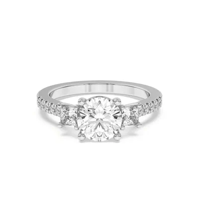 Tria Pavé Princess Lab Accent Three-Stone Ring