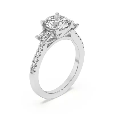 Tria Pavé Princess Lab Accent Three-Stone Ring