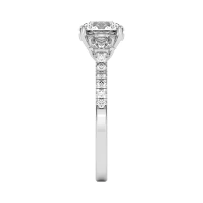 Tria Pavé Princess Lab Accent Three-Stone Ring