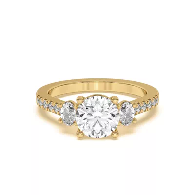 Tria Pavé Oval Lab Accent Three-Stone Ring