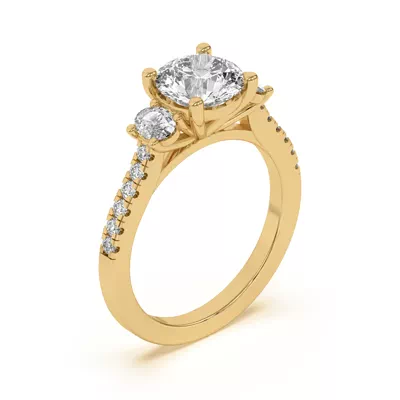 Tria Pavé Oval Lab Accent Three-Stone Ring