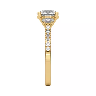 Tria Pavé Oval Lab Accent Three-Stone Ring