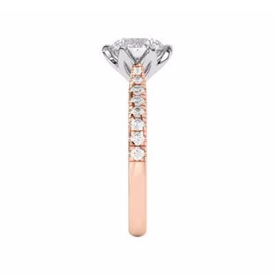 Marigold Grand Tulip-Inspired 6 Prong Two-Tone Lab Engagement Ring